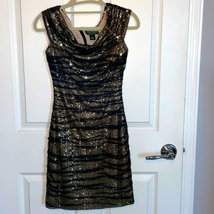 Beautiful Ralph Lauren evening dress, very glamorous with gold sparkle